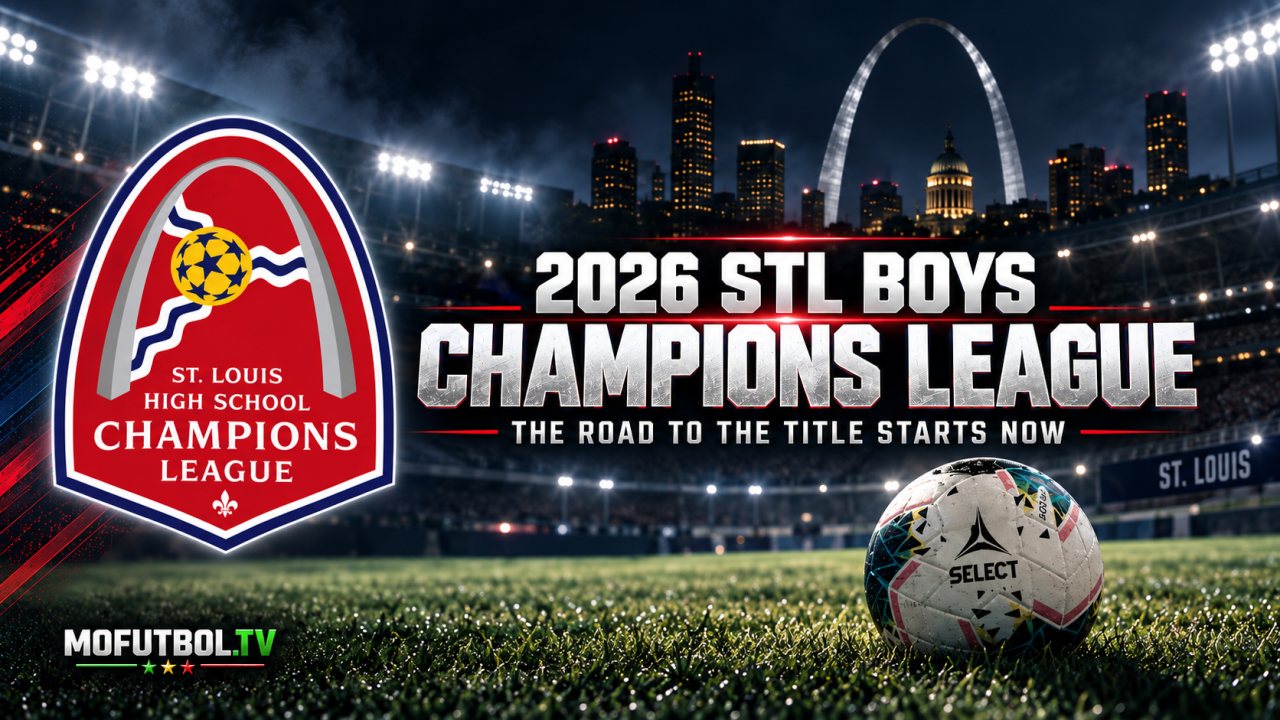 2026 St. Louis Boys Champions League graphic with the league crest and a soccer ball
